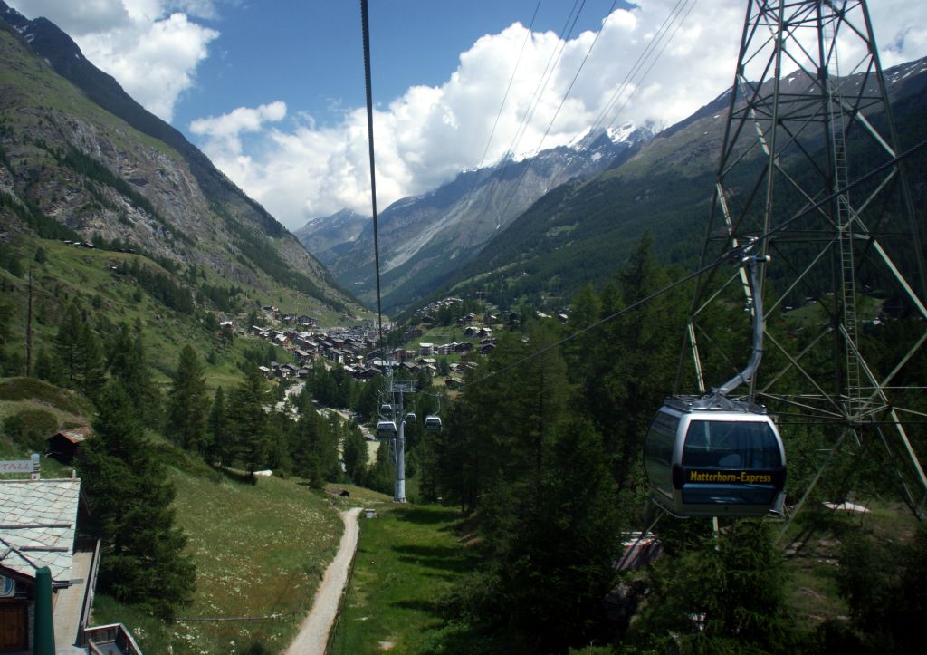 It’s still early(-ish) so we get the cable car from Zermatt up to Furi (6,125 feet)...